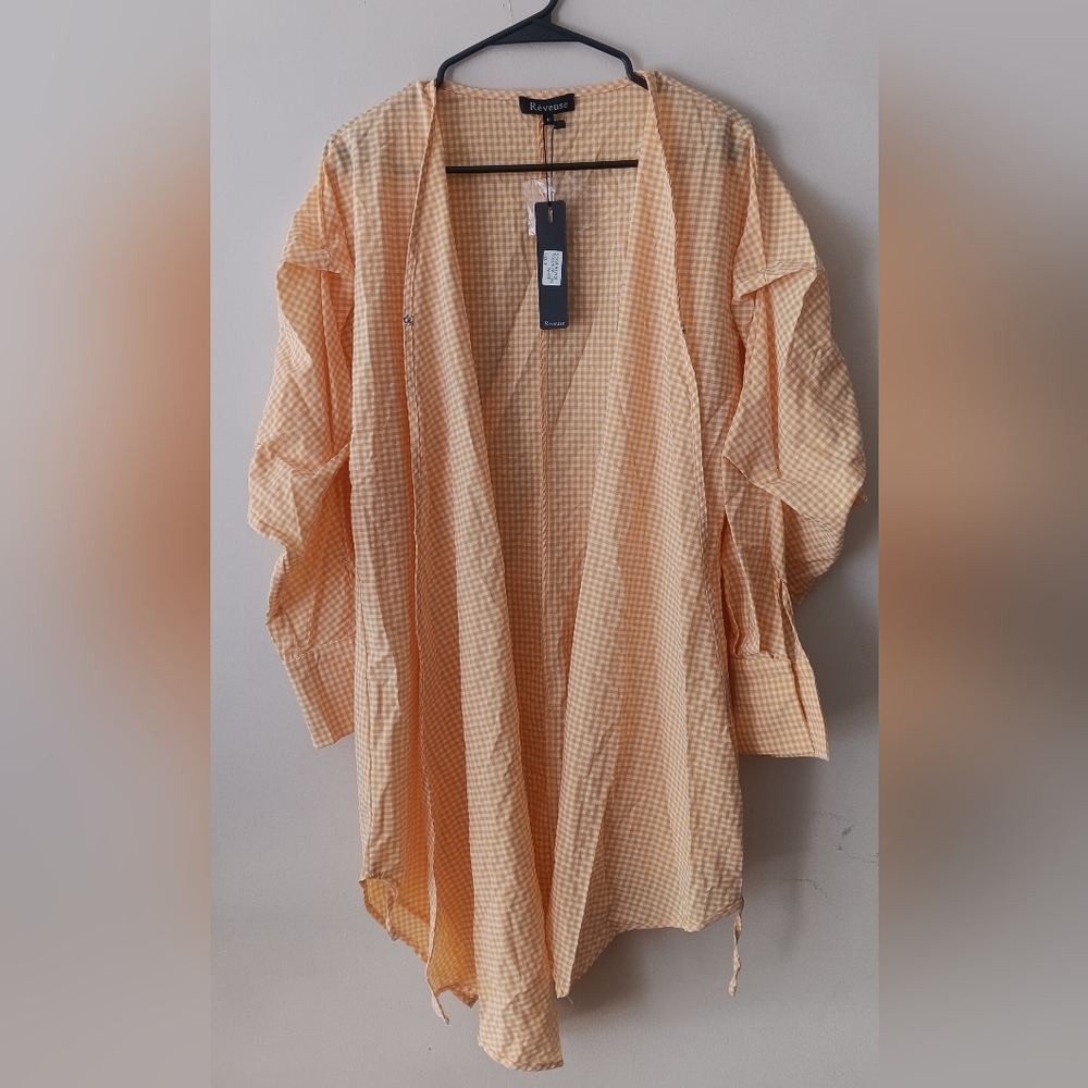 Orange Gingham Long Sleeve Shirt